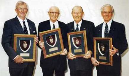 Newly appointed Life Governors, 2004. From left to right: Garnet Fielding; 'Geoff' Neilson; Ken Nall; Geoff Betts.